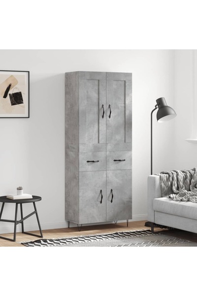 Concept Dulap înalt, gri beton, 69,5x34x180, lemn compozit