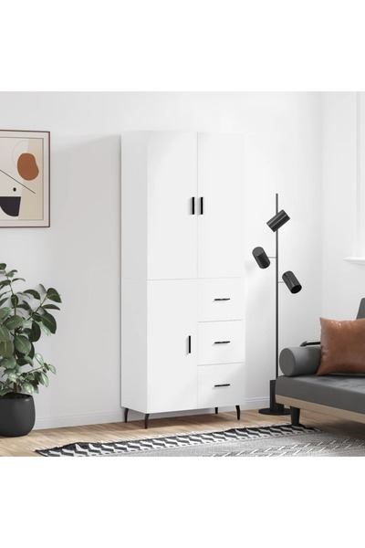 Concept Dulap înalt, alb, 69,5x34x180 cm, lemn compozit