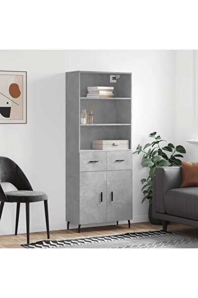 Concept Dulap înalt, gri beton, 69,5x34x180, lemn compozit