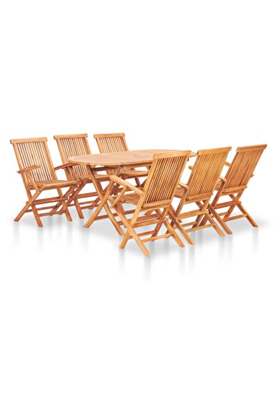 Concept Set mobilier de exterior pliabil, 7 piese, lemn masiv de tec