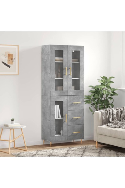 Concept Dulap înalt, gri beton, 69,5x34x180, lemn compozit