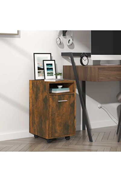 Concept Dulap lateral cu roți stejar afumat 33x38x60 cm lemn prelucrat