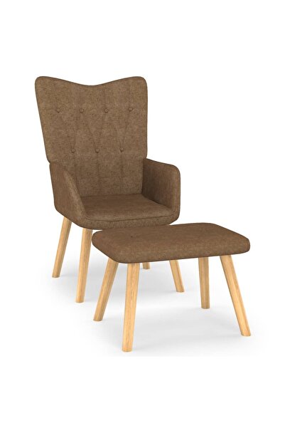 Concept Scaun de relaxare cu taburet, gri taupe, textil