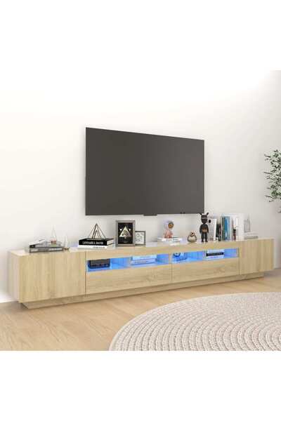 Concept Comodă TV cu lumini LED, stejar Sonoma, 260x35x40 cm