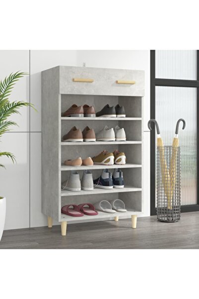 Concept Pantofar, gri beton, 60x35x105 cm, lemn compozit