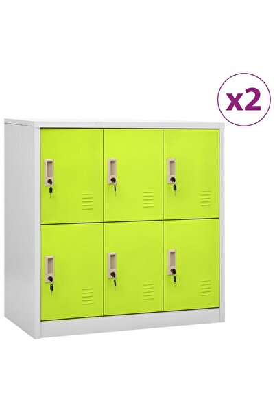 Concept Dulapuri vestiar 2 buc. gri deschis și verde 90x45x92,5 cm oțel
