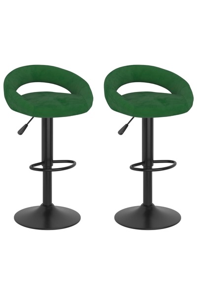 Concept Scaune de bar, 2 buc., verde închis, catifea