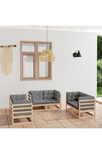 Concept Set mobilier de grădină cu perne, 6 piese, lemn masiv de pin