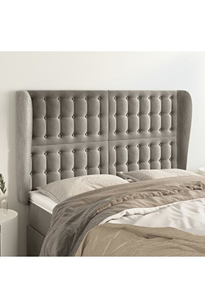 Concept Tăblie de pat cu aripioare gri deschis 147x23x118/128cm catifea