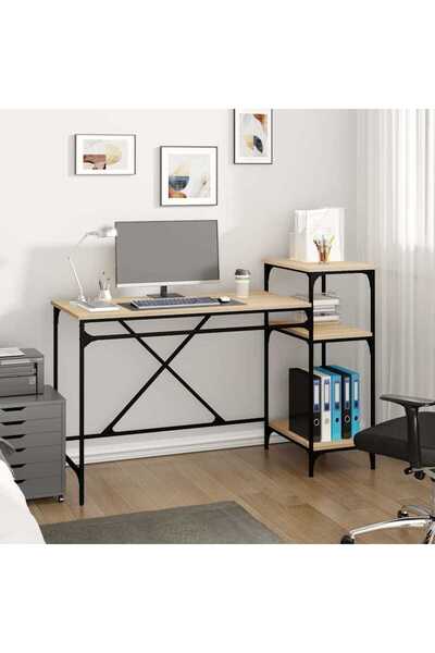 Concept Birou cu rafturi, stejar sonoma 135x50x90 cm lemn compozit/fier