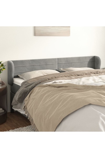 Concept Tăblie de pat cu aripioare gri deschis 163x23x78/88 cm catifea