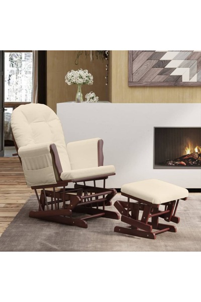Concept Scaun glisant cu taburet, alb crem, material textil