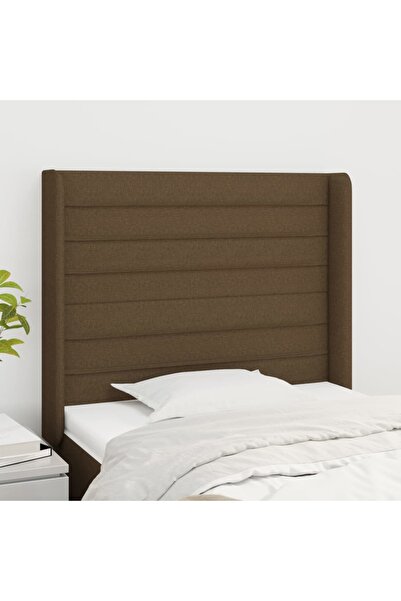 Concept Tăblie de pat cu aripioare maro închis 103x16x118/128 cm textil