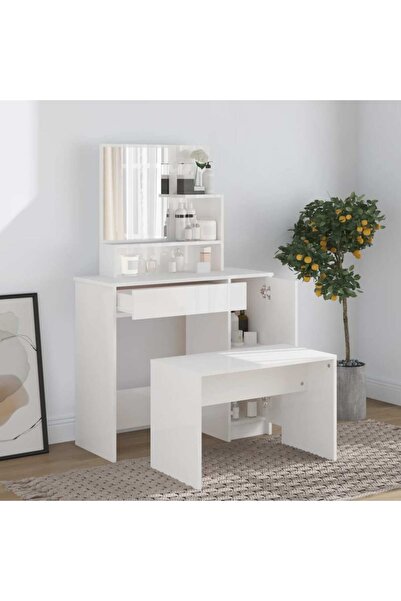 Concept Set măsuță de toaletă, alb extralucios, 86,5x35x136 cm