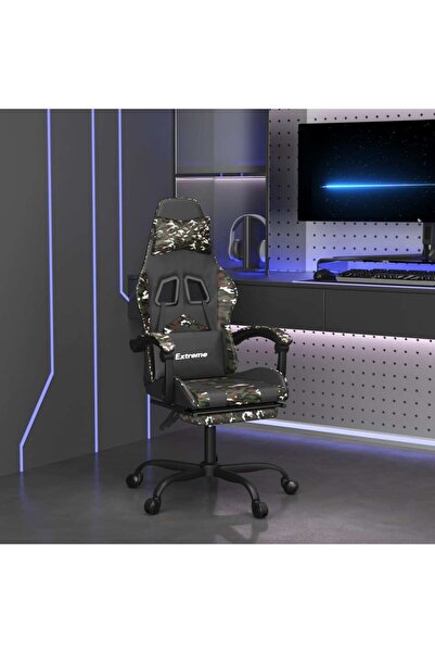 Concept Scaun de gaming cu suport picioare negru/camuflaj piele