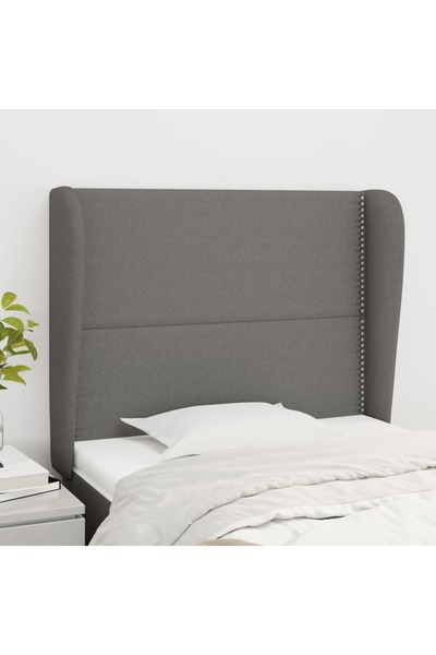 Concept Tăblie de pat cu aripioare gri închis 103x23x118/128 cm textil