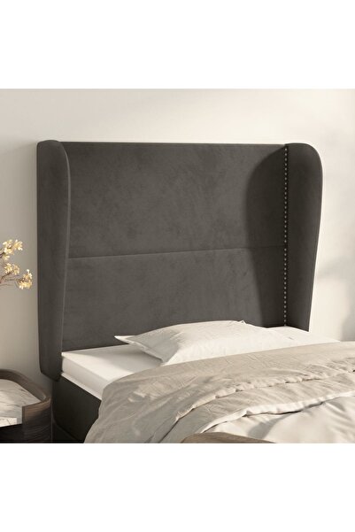 Concept Tăblie de pat cu aripioare gri închis 93x23x118/128 cm catifea