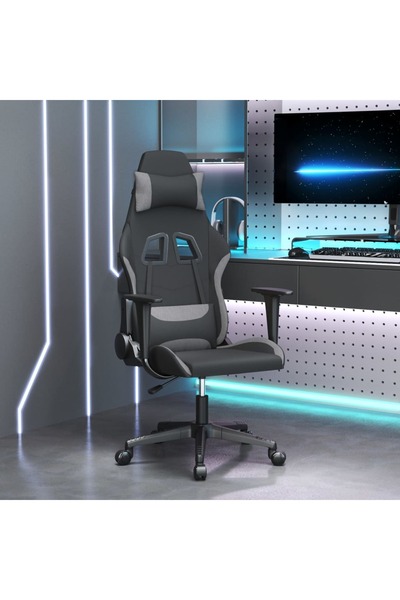 Concept Scaun de gaming pivotant, negru și gri deschis, material textil