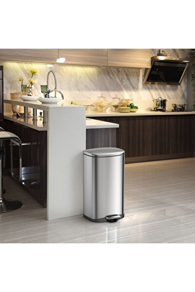 EKO Della pedal bin, 50 L, matt silver