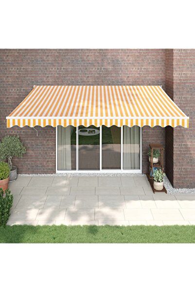 Concept Copertină retractabilă, galben/alb, 4,5x3 m, textil/aluminiu