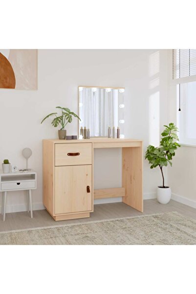 Concept Măsuță de toaletă cu LED, 95x50x133,5 cm, lemn masiv pin
