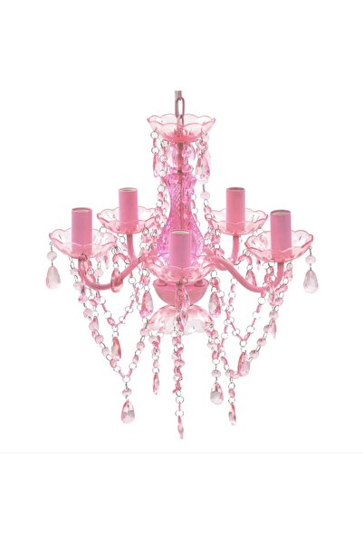 Concept Lustră roz de cristal artificial cu 5 becuri