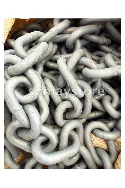 SomayStore Tekne Zinciri Galvanizli Sıcak Daldırma Normal Baklalı Zincir 8mm 3 Metre