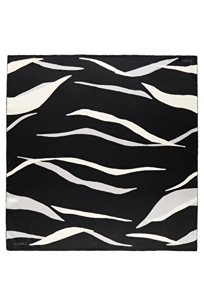 Zühre Zebra Patterned Silk Satin V3 Scarf 0112