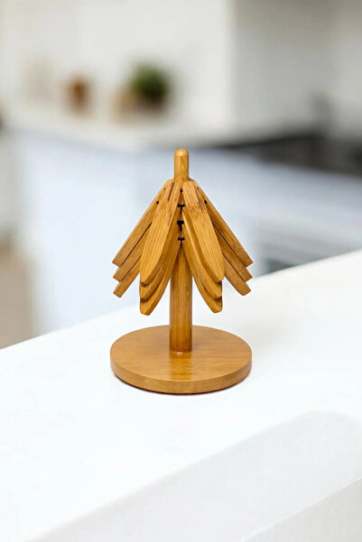 Bereketli Store 3-Piece Trivet Set with Bamboo Stands – Wooden Pot and Pan Co...