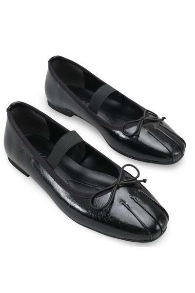 KOCAMANLAR Feles Belt Bow Detailed Women's Ballerina Shoes Black
