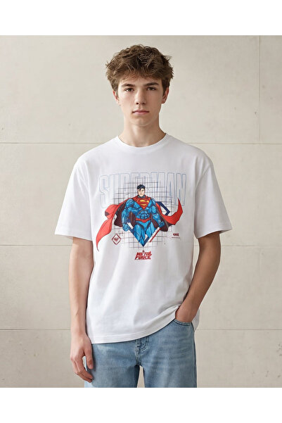REDTAG Senior Boys White Printed T-shirt