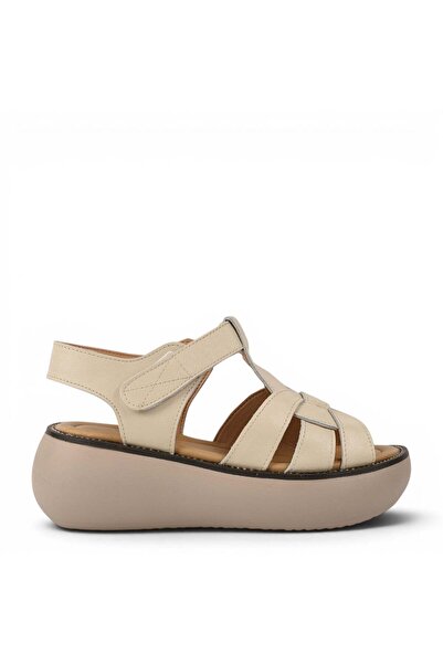 FORMAZIONE Sandale casual, femei, FORMAZIONE, FF03 crem, piele, platformă 40