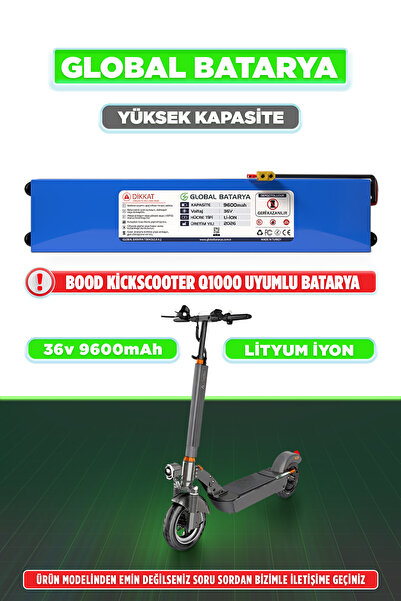 GLOBAL BATARYA Bood Kickscooter Q1000 Uyumlu Elektrikli Scooter Bataryası 36v...