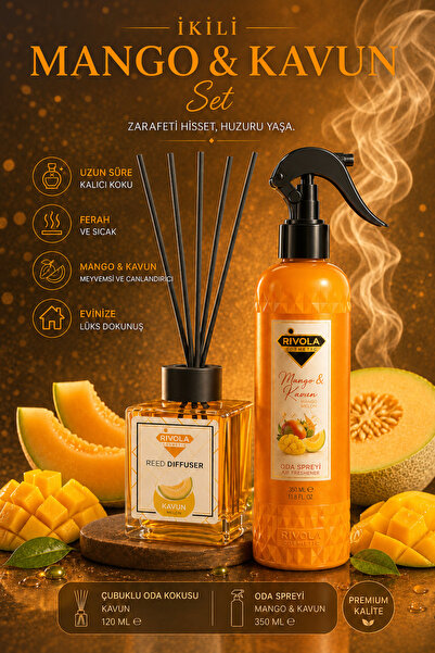 Rivola Mango ve Kavun Oda Kokusu Seti Kalıcı Meyvemsi Lüks Ferahlık