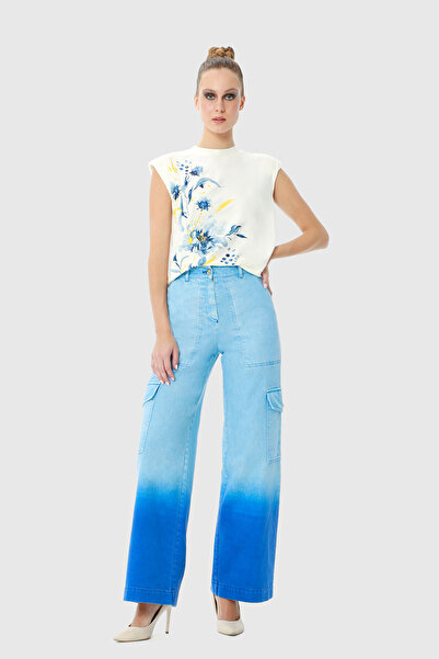 kı.we Renk Batik Yıkamalı Jean Kargo Pantolon