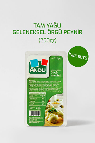 Akdu Tam Yağlı Taze Örgü Peyniri - 250 Gr - %100 İnek Sütünden, Az Tuzlu, Yum...