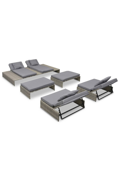 Concept Set mobilier de grădină cu perne, 5 piese, gri, poliratan