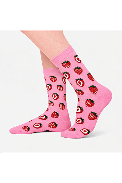 CARNAVAL SOCKS Unisex Pembe Çilek Yaz Renkli Çorap