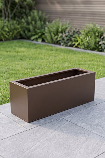 Desen Dekorasyon Zenith 80x27x29 cm Metal Yatay Dikdörtgen AcıKahve Saksılık ...