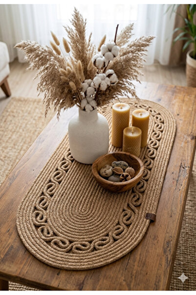 AZR HOME DESİGN Natural Jute Rope Straw Runner American Service 35X100