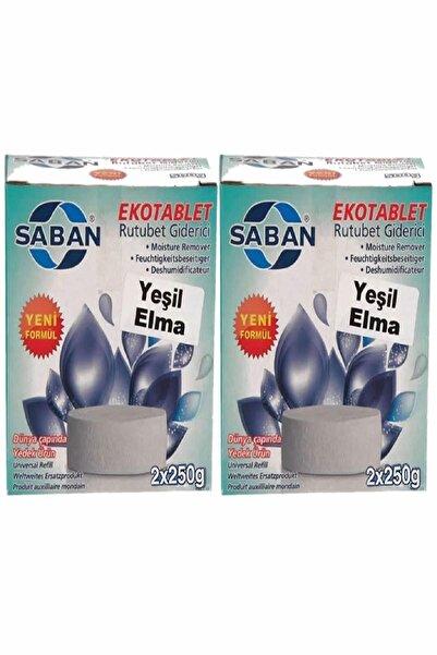 Saban 2 Adet 2x250 gr Nem Alıcı Rutubet Giderici Yedek Tablet Yeşil Elma