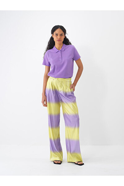 Xint Kadın Lila Regular Fit Polo Yaka Basic Tişört