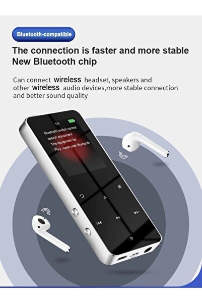 SIGHTZER Bluetooth Lu Mp3-mp4 Çalar Ses Kayıt Fm Radyolu Şarjlı Mp4 Player Dahili Hoparlör 8gb Hafızalı