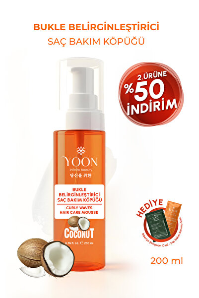 YOON Bukle Belirginleştirici Saç Köpüğü 200 ml – Hindistan Cevizi Özlü, Parab...