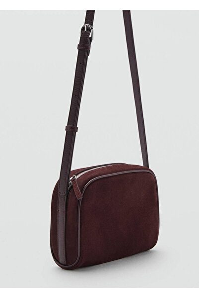 MANGO Woman Suede Leather Crossbody Bag