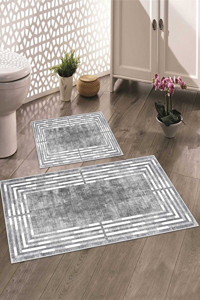 Thalia Home Non-Slip Base Washable 2 Piece 60x100 - 50x60 Bathroom Carpet Mat...