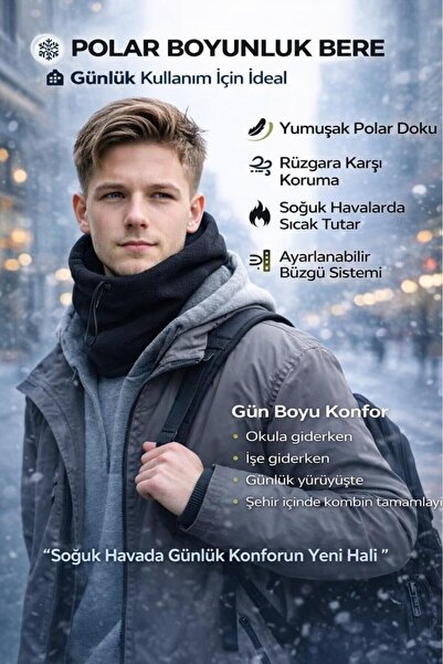 Liggo Polar Boyunluk Bere Termal Polar Bere Şapka