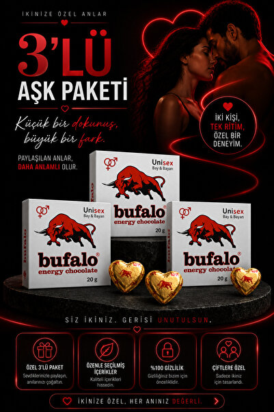 bufalo Premium Özel Çikolata Enerji Çikolata 3 Lü Paket