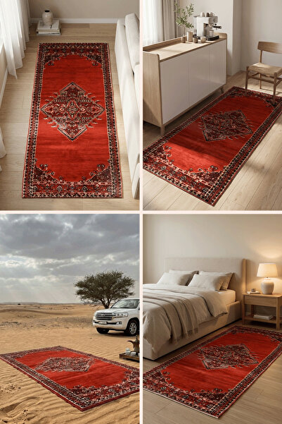 Al Kaffary Carpet باكج 3 مدات سوبر تيماء من القفاري بنقش عربي أصيل مناسب للرحلات البرية والجلسات الخارجية والاستخدام اليومي، متعدد المقاسات باللون الأحمر