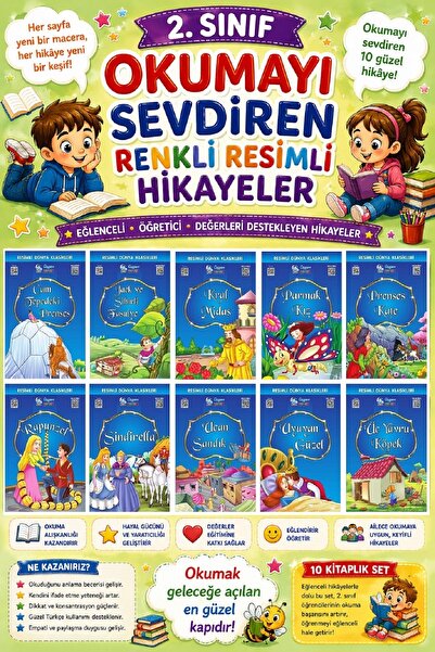 Üçgen Yayıncılık 2. Sınıf Okumayı Sevdiren Renkli Resimli Hikayeler 17- 10 Kitap